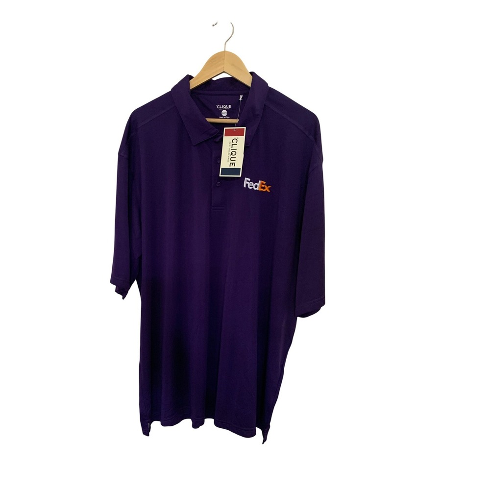 NWT Clique FedEx Purple Performance Polo Shirt Mens 3XL